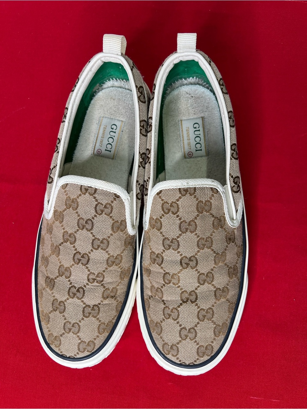 Gucci 1977 Brown GG Monogram Slip-On Sneakers - Picture 5 of 8